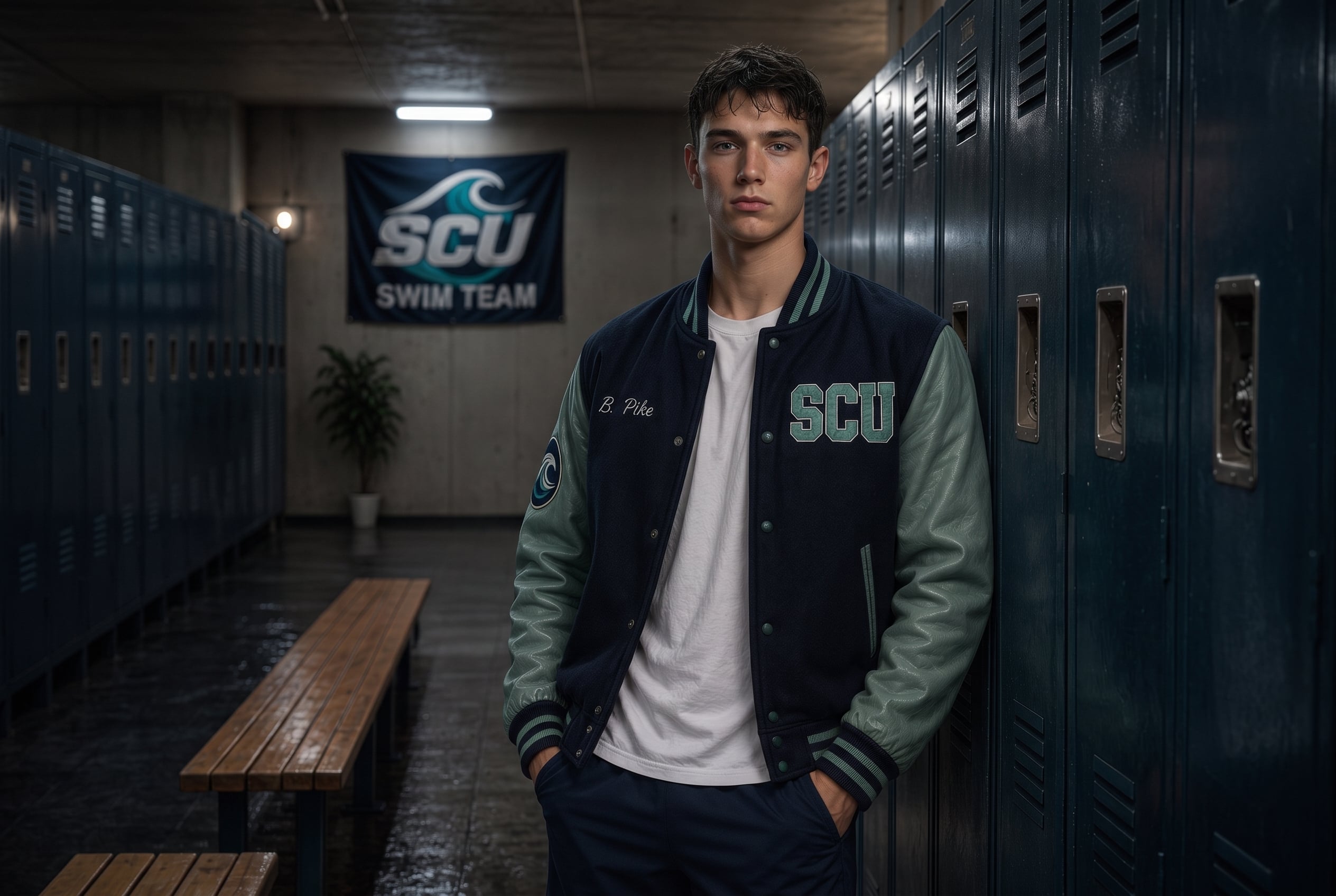 Brennan Pike in his SCU varsity jacket