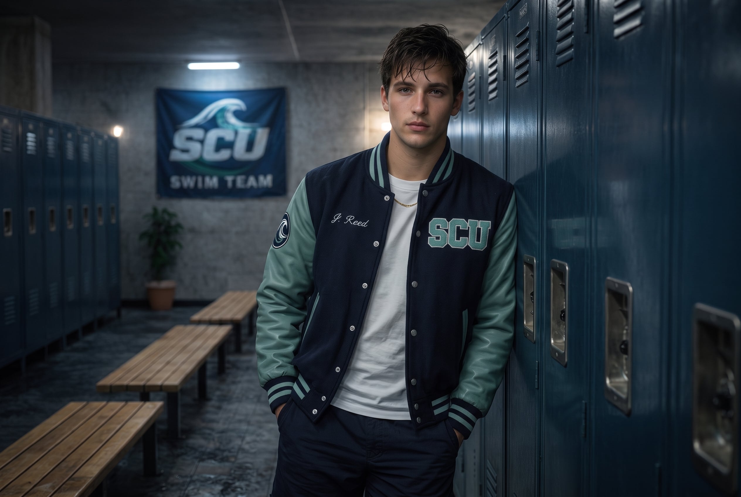 Jaxon Reed in his SCU varsity jacket