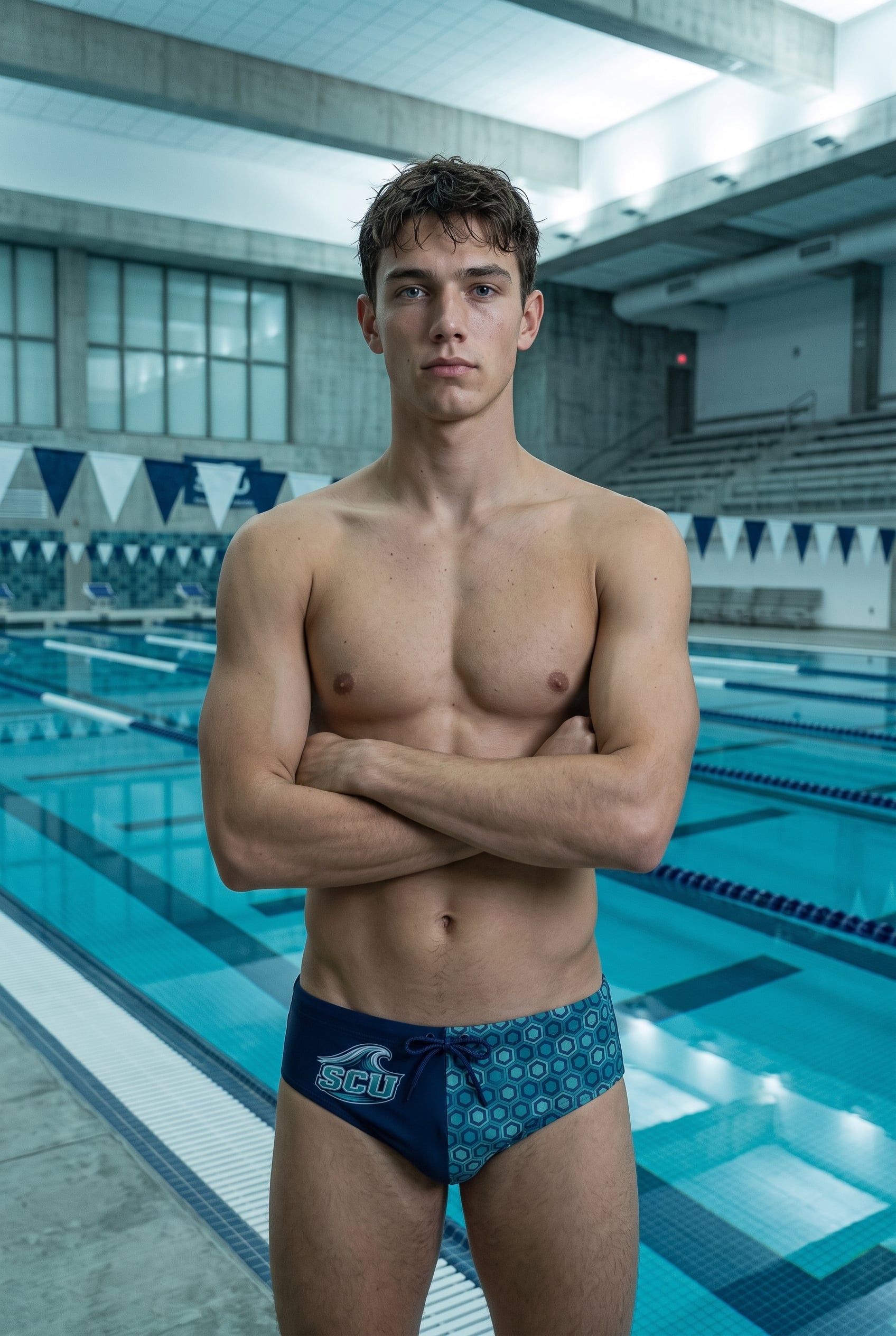 Brennan Pike on the Sierra Coast University (SCU) pool deck