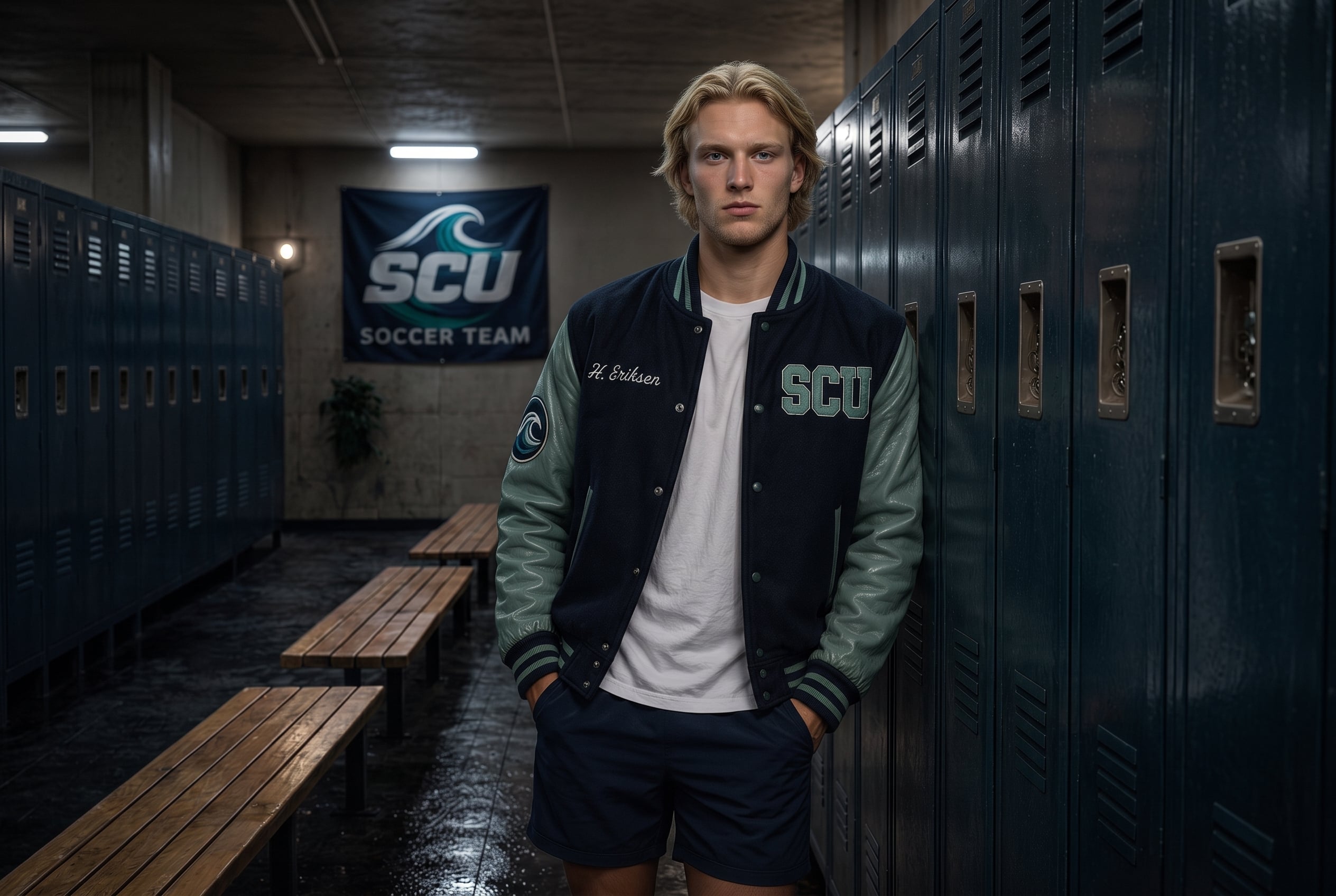 Hunter Eriksen in his SCU varsity jacket