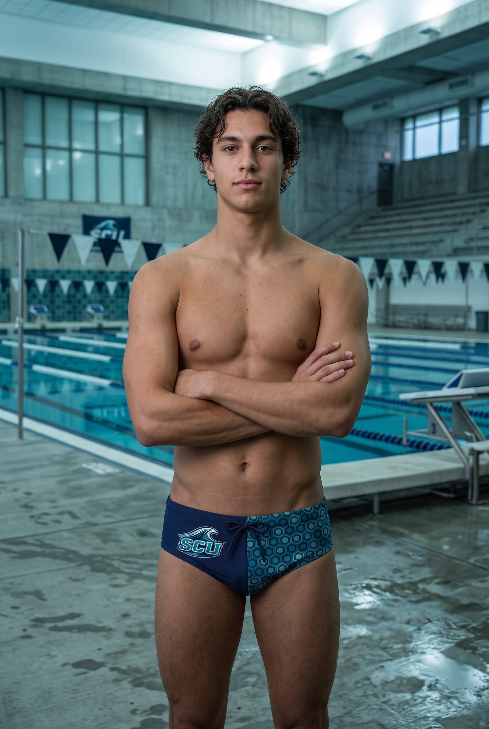 Theo Marchetti on the Sierra Coast University (SCU) pool deck